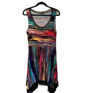 Colorful Neon Dress Semi Sheer Hem Dress Cable & Gauge Size Large